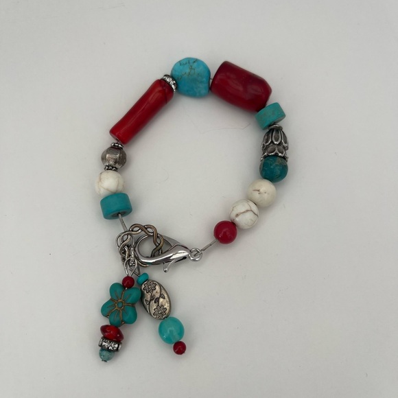 Colorful Beaded Women's Bracelet Set - Turquoise & Multi. Lot of 6 - Picture 6 of 7